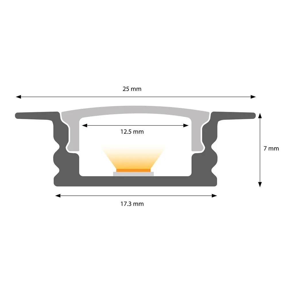 109071-1 m Led Profile Alu Recessed 1-Ldp 3