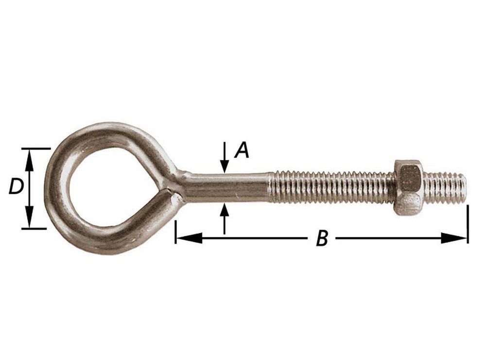 2 Oogbouten Groot Oog Verzinkt M8x70x20 mm