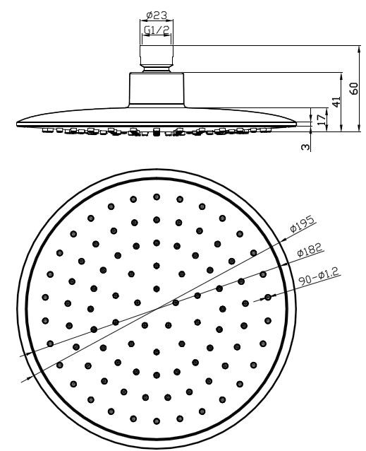 Abs Hoofddouch Rond 200 mm Chroom 3