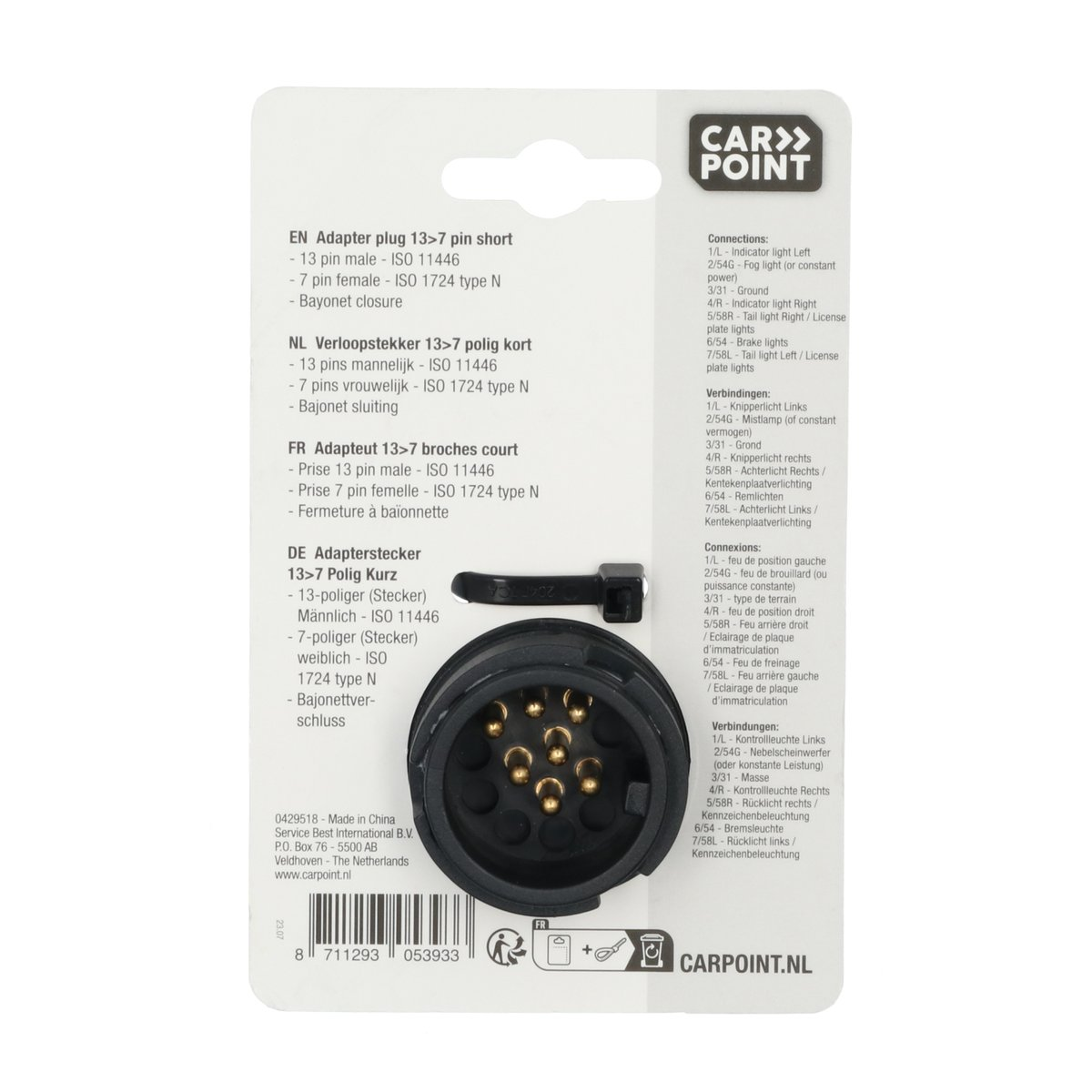 Adapter Kort 13-7-Polig 12v 6