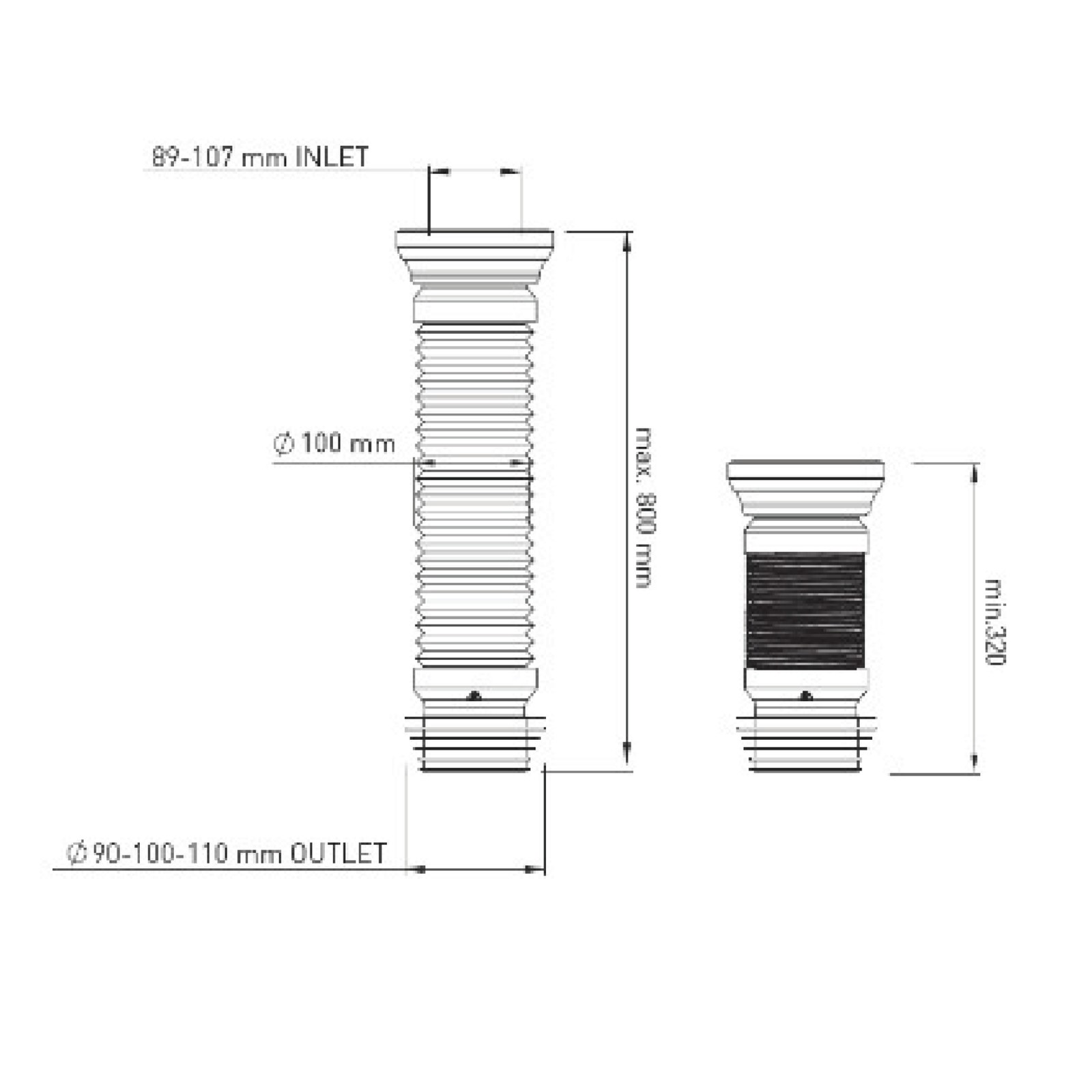 Aloni Wc Flexibel Recht 90-110 2
