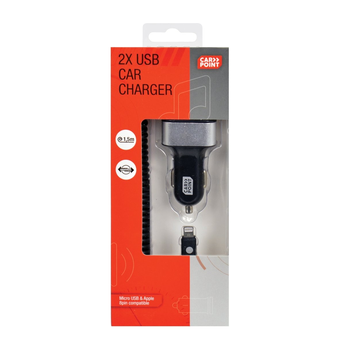 Carpoint 12v/24v 8 Pin/micro Usb Autolader + 2 Usb-a 2
