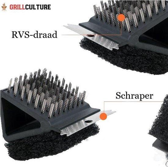 Bbq Borstel 3in1 Rvs + Grip 6