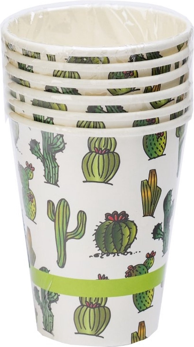 Beker Karton Cactus 9 cm 6st 2