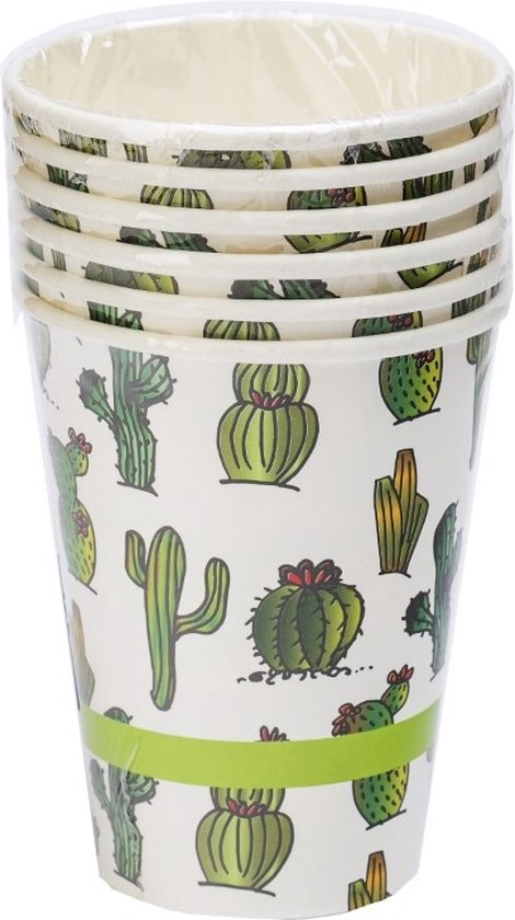 Beker Karton Cactus 9 cm 6st