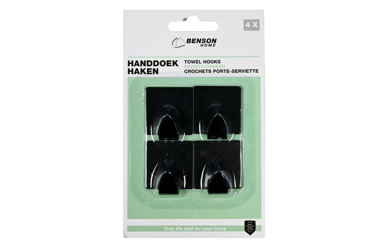 Benson Handdoekhouder Zwart 4st 4