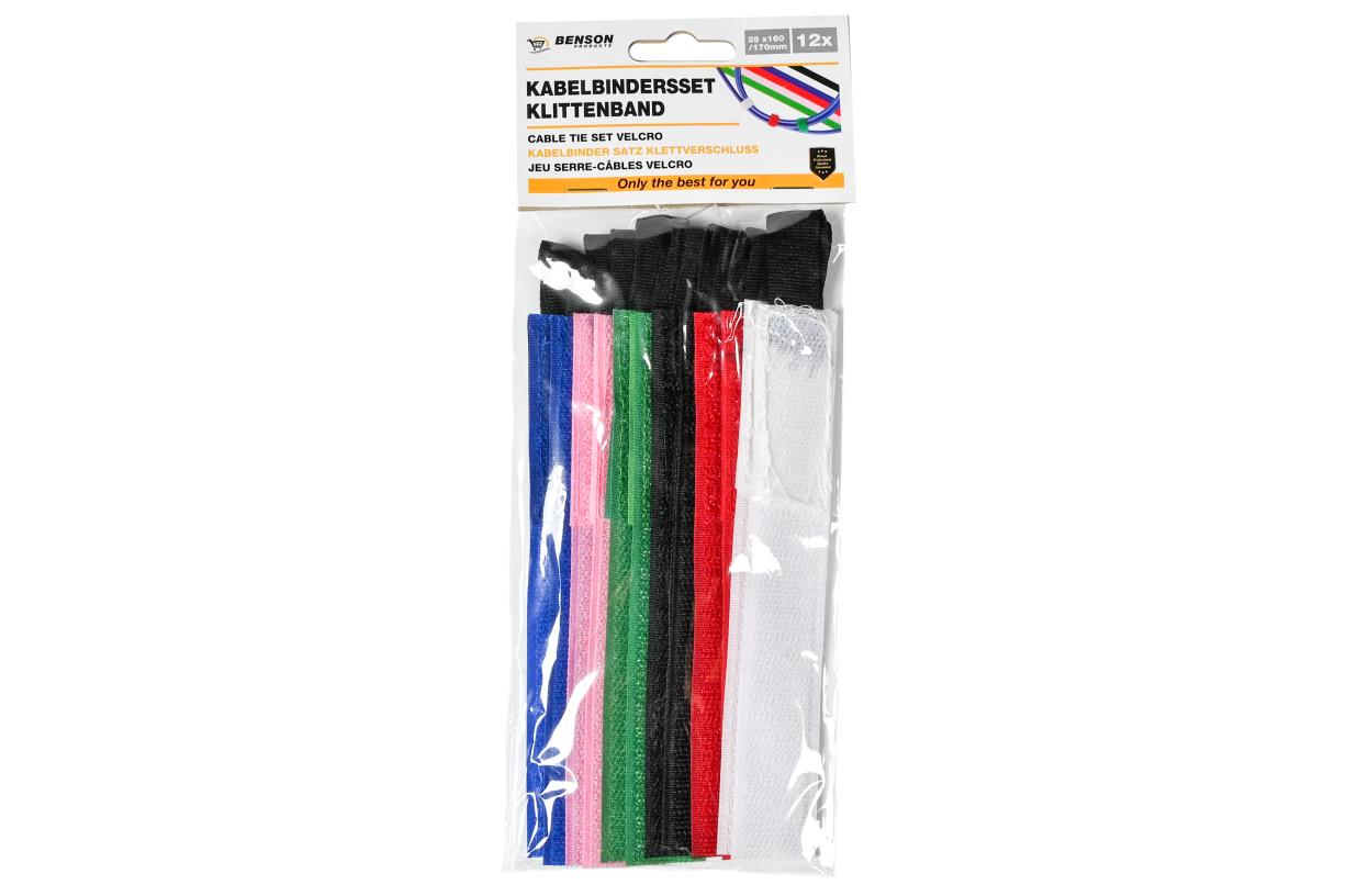 Benson Kabelbinderset Klitteband 12st 3