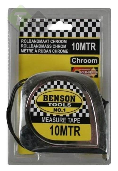 Benson Rolbandmaat Chroom 10mtr 2