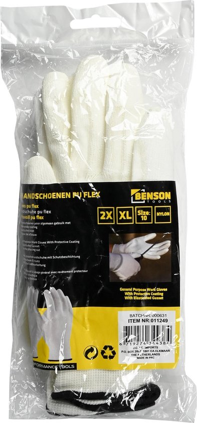 Benson Werkhandschoen Wit/zwart 6