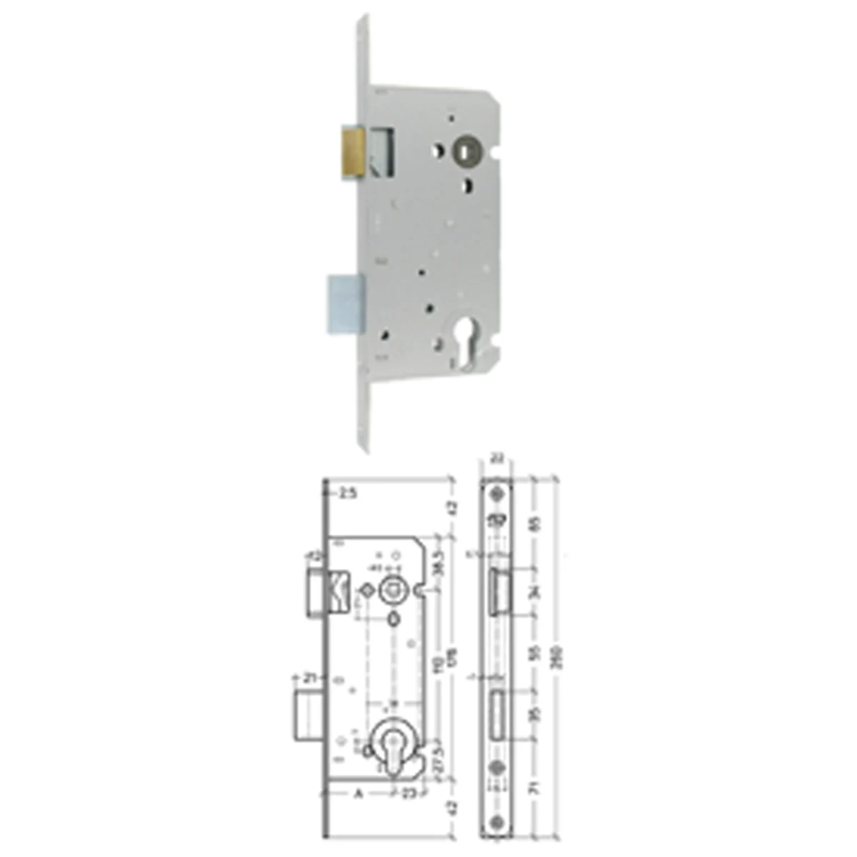 Binnendeurslot 110x80l Inox