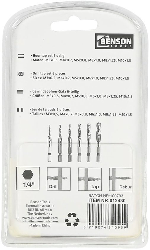 Boor Tap Set 6dlg