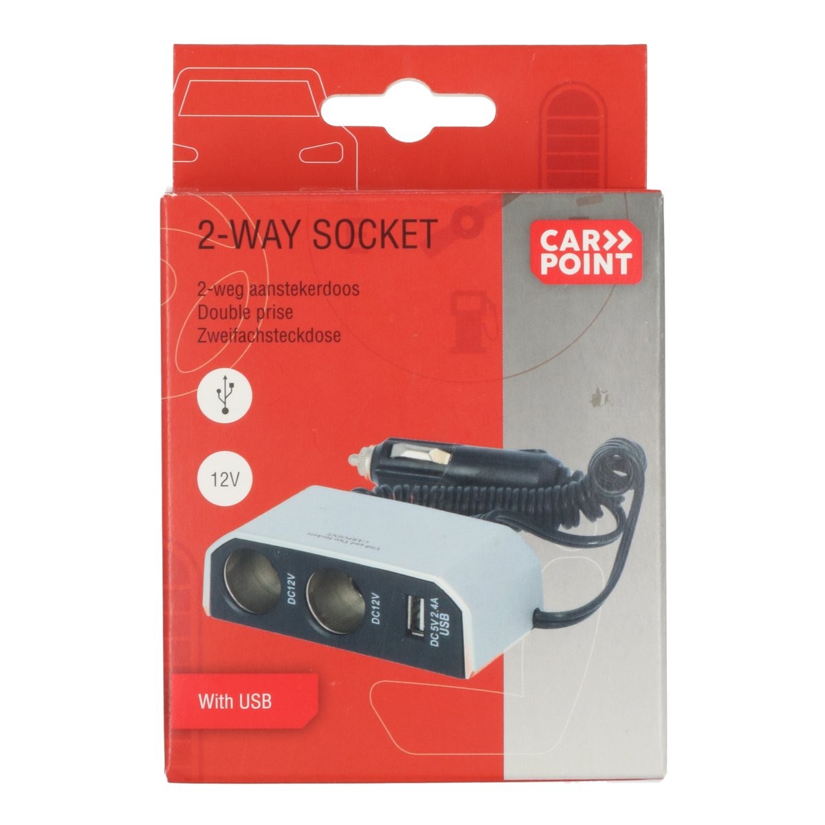 Carpoint 2-Weg Stekkerdoos 2x12v 1xusb 3