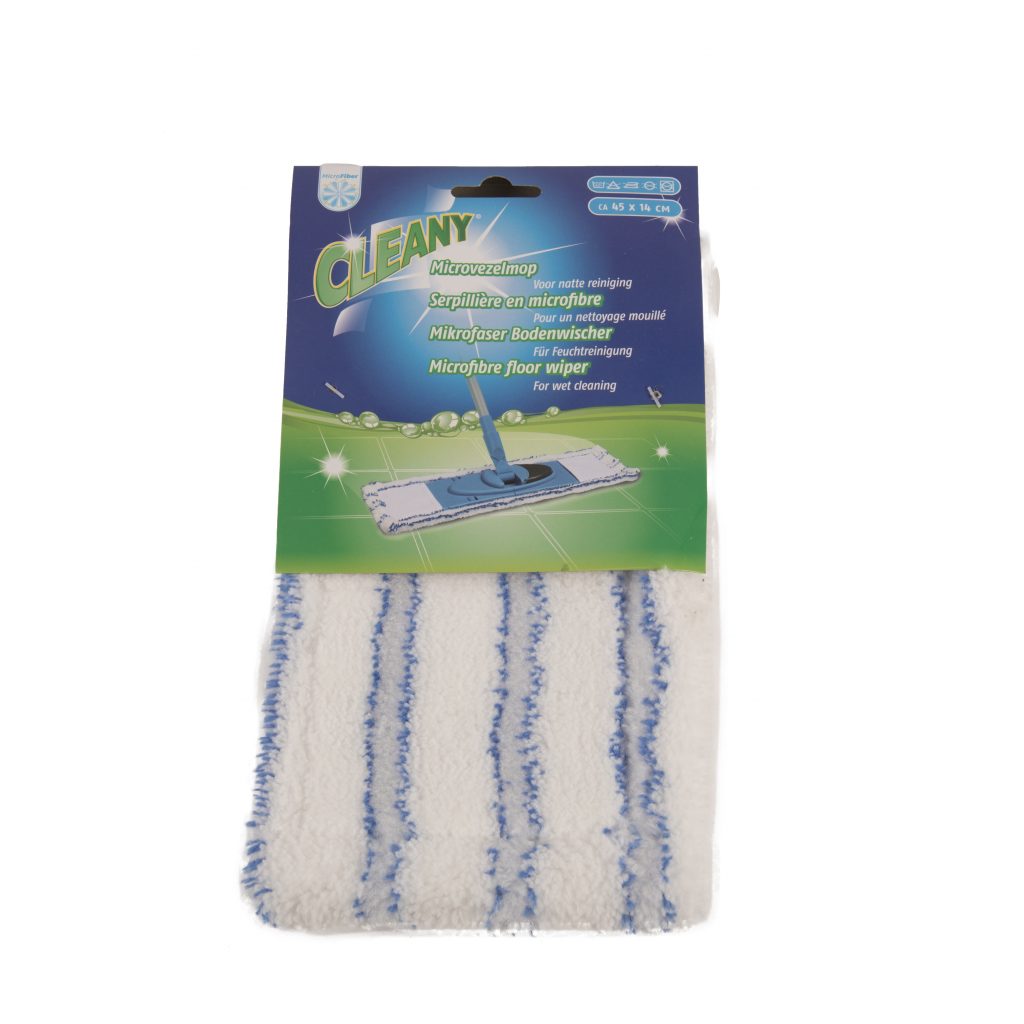 Cleany Reservemop Micro Wit/blauw - Nat