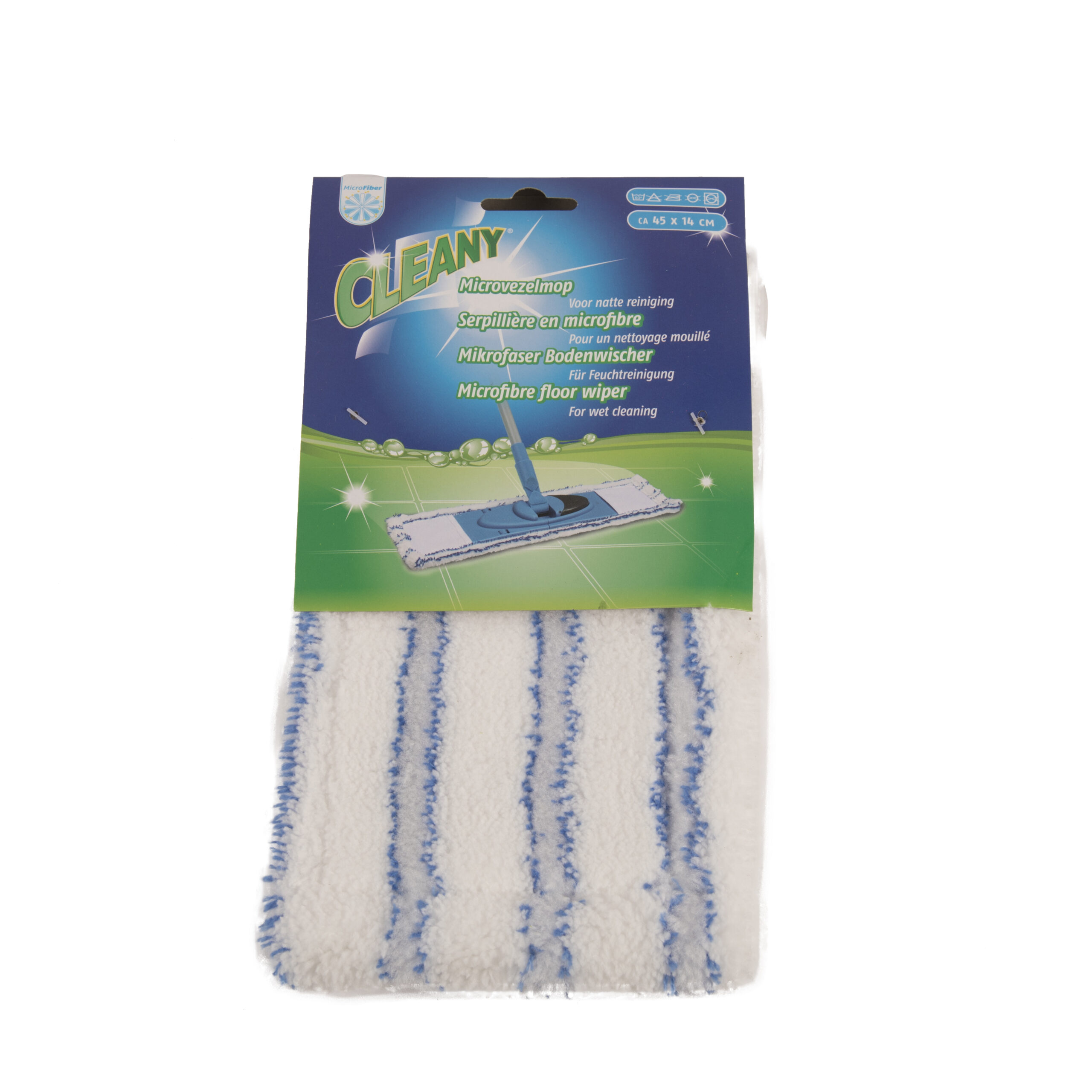 Cleany Reservemop Micro Wit/blauw - Nat 2