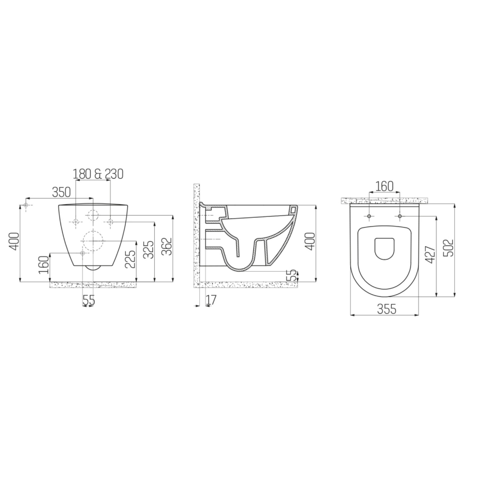 Creavit Design Ophang Wc met Rvs Sproeier Wit 2