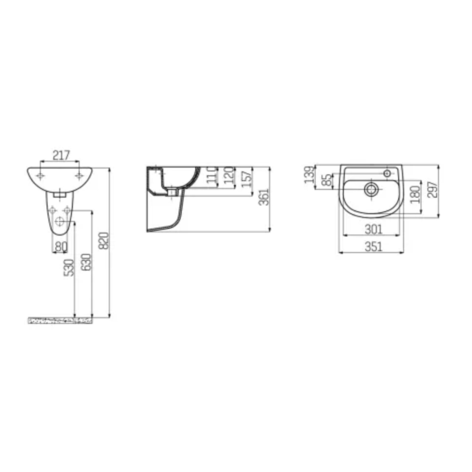 Creavit Lavabo Tp135 Wit 29x35cm 2