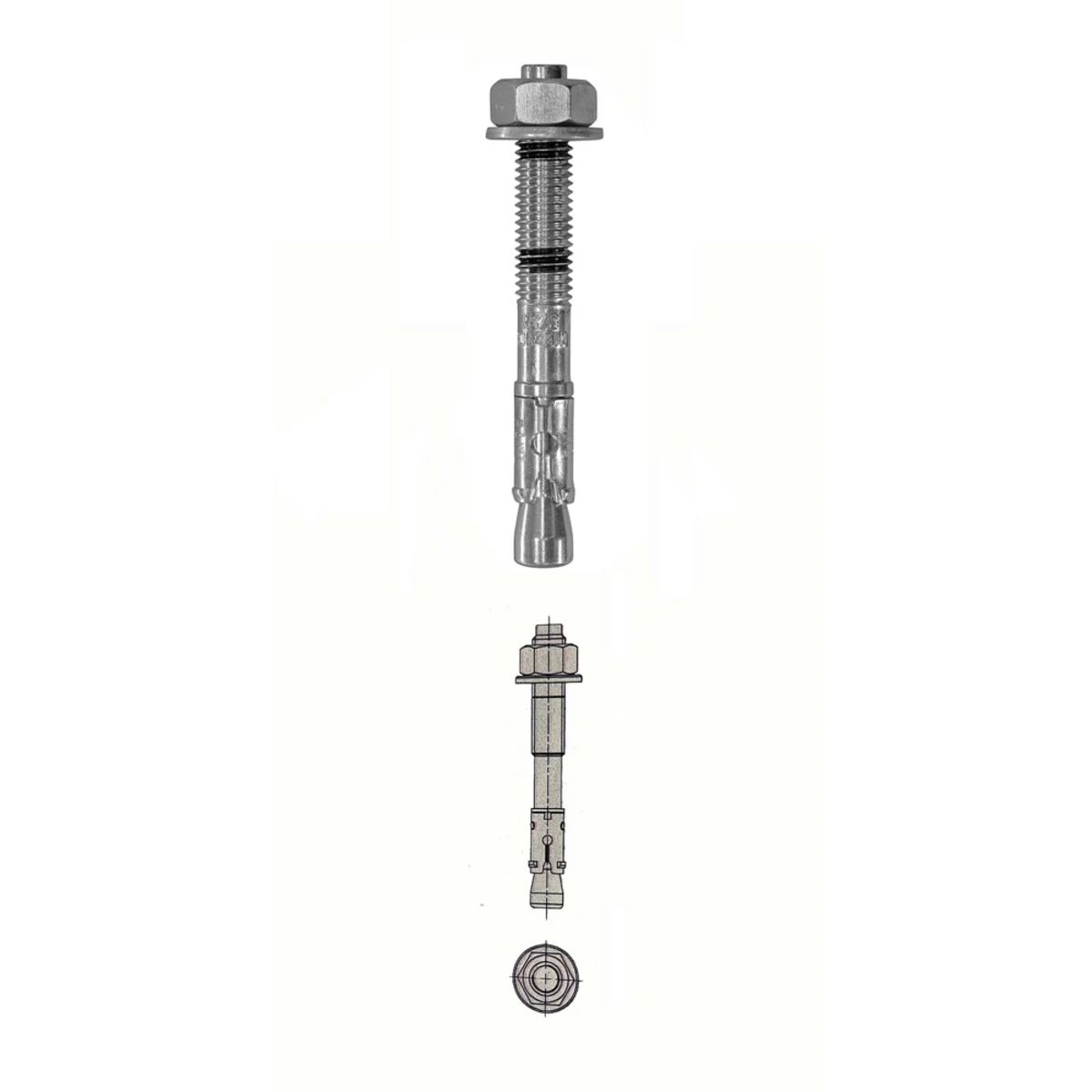 Doorsteekankers, Verzinkt M12 X 125 mm