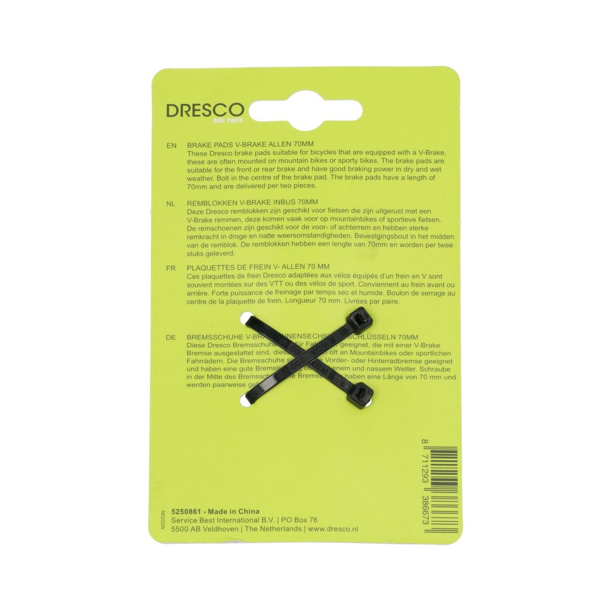 Dresco Remblokken V-Brake Inbus 70 mm 6