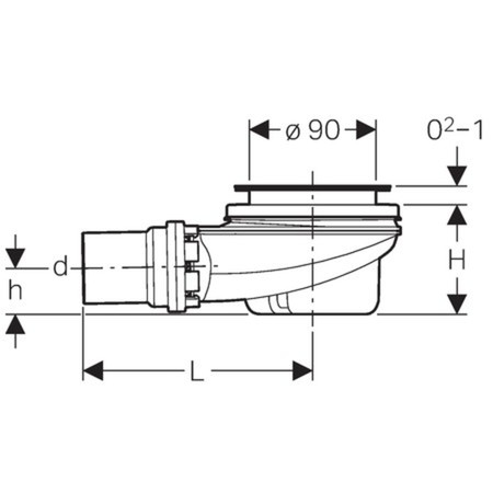 Geberit Douchesifon D90 Afvoerbuis D50 Waterslothoogte 50 mm 2