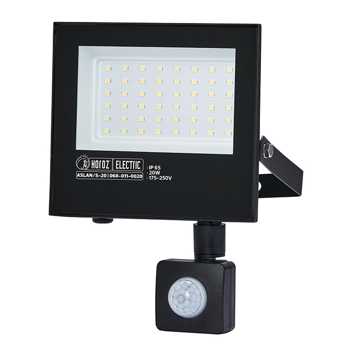 Horoz Aslan Led Projector + Sensor Zwart 20w 6400k