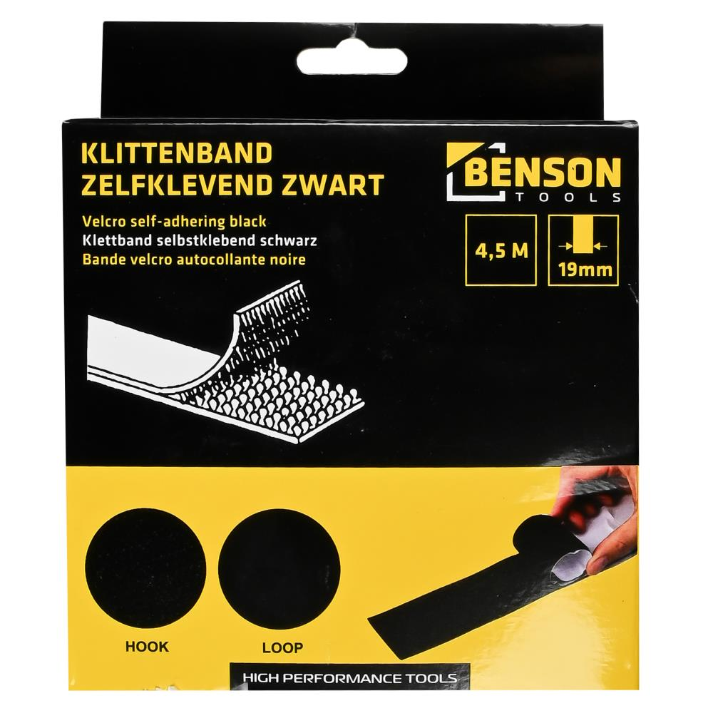 Klittenband Zelfklevend Zwart 19 mm X 4.5 m 6