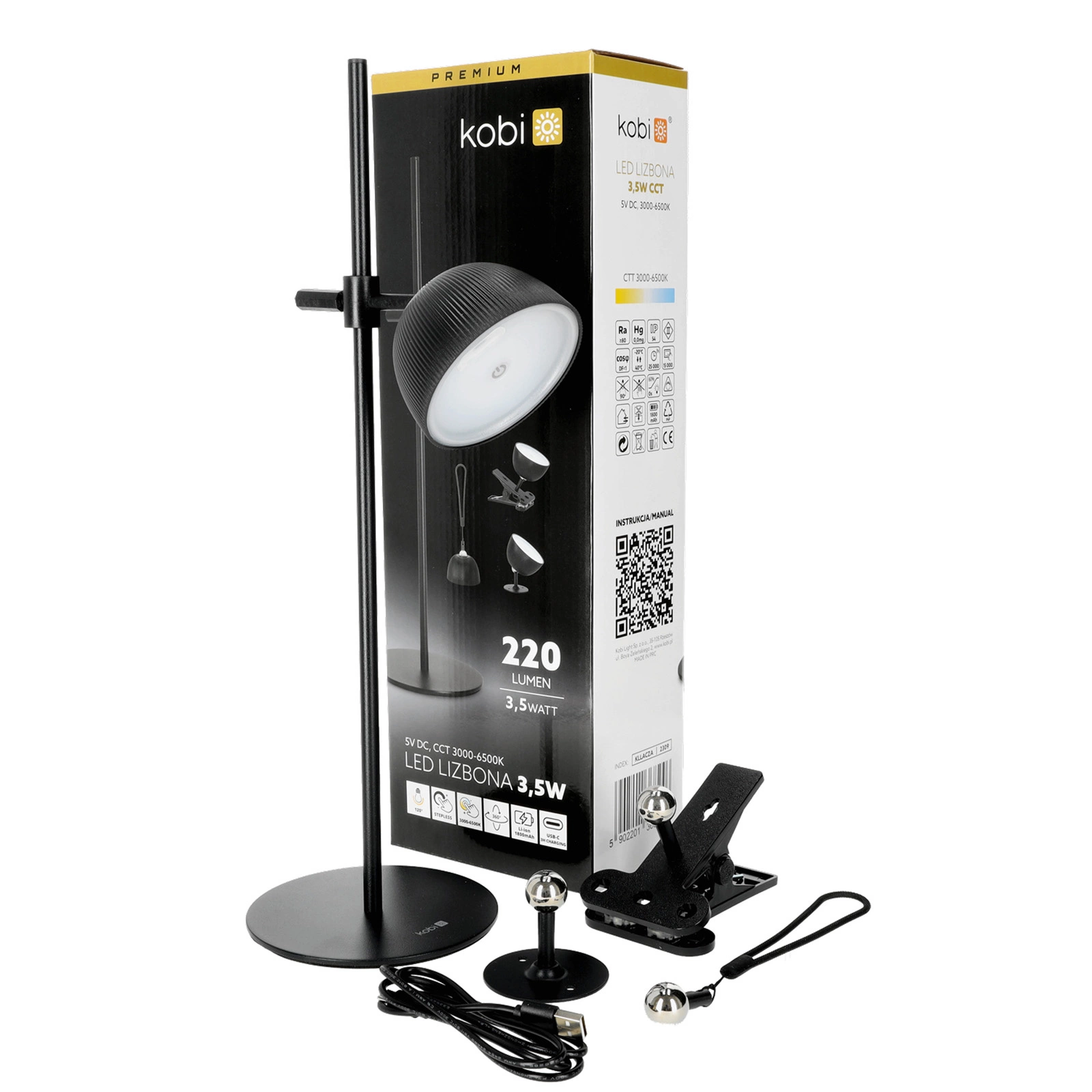 Kobi Lamp Led Lizbona 3.5w 4 Delig Zwart