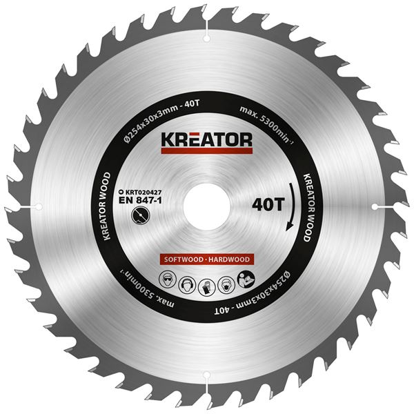 Kreator Cirkelzaagblad 254 mm 40t Hout
