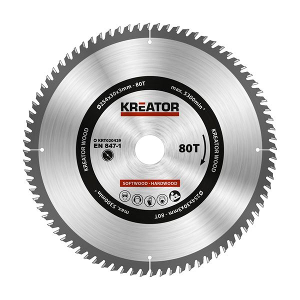 Kreator Cirkelzaagblad 254 mm 80t Hout