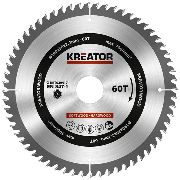 Kreator Snijschijf (Hard)hout 190 mm