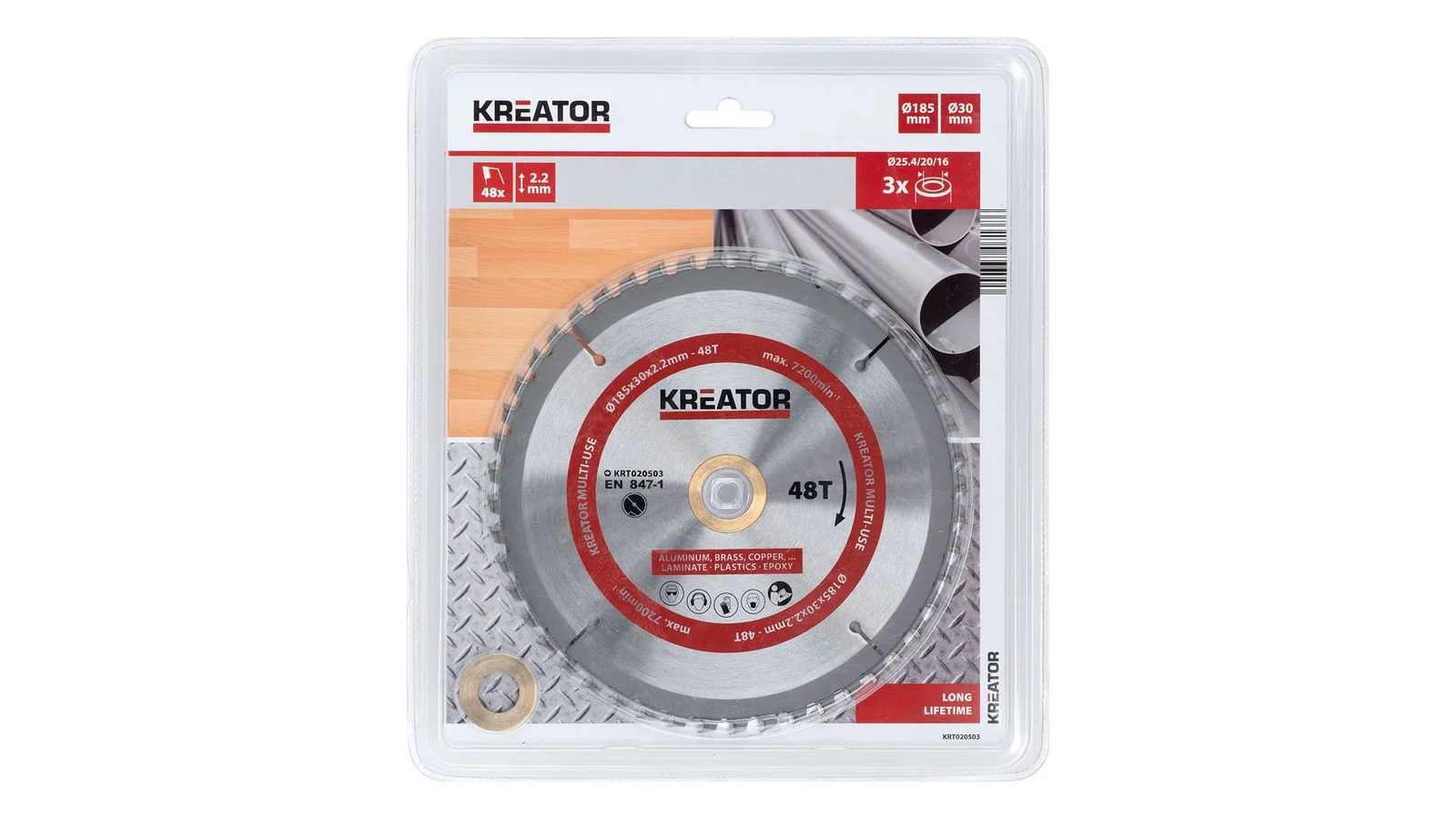 Kreator Krt020503 Cirkelzaagblad Ø185×30×2,2mm 48t 2