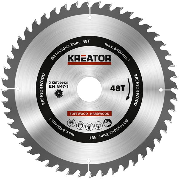 Kreator Zaagblad 210 mm 30 mm 48 Tand