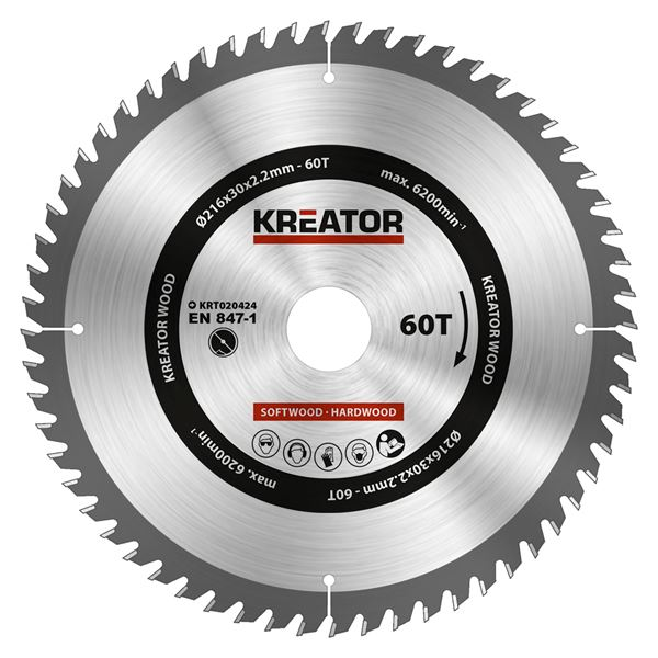 Kreator Zaagblad Hout 216 mm 60t