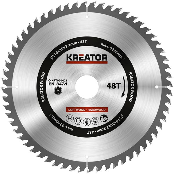 Kreator Zaagblad Hout 216mm48t