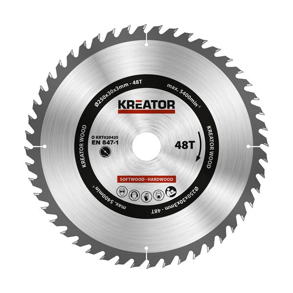 Kreator Zaagblad Hout 250 mm 48t