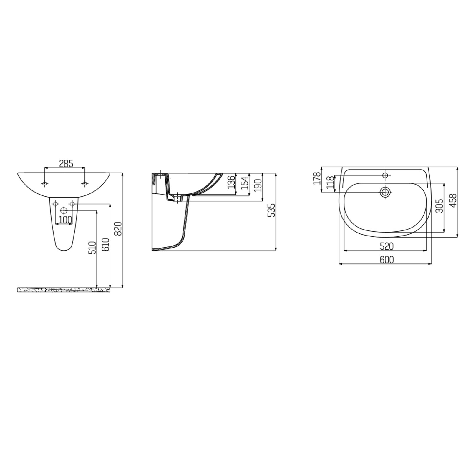 Lavabo 60 cm Sd60 Wit 2