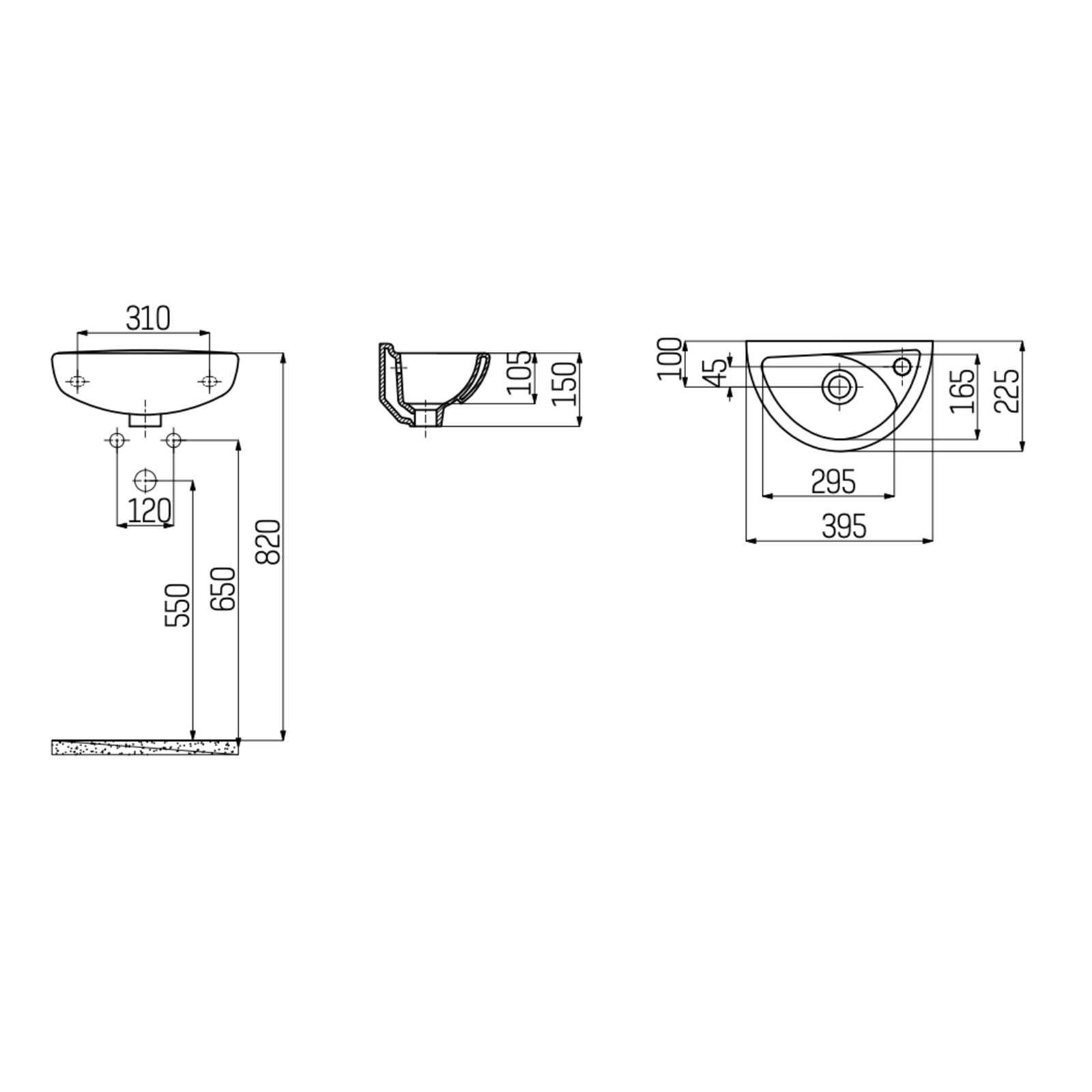 Lavabo Fontein Wit met Kraangat 39x23cm 2