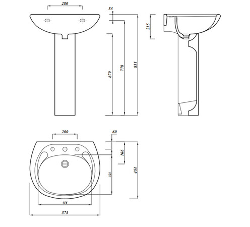 Lavabo Ifix 55 cm Wit 2
