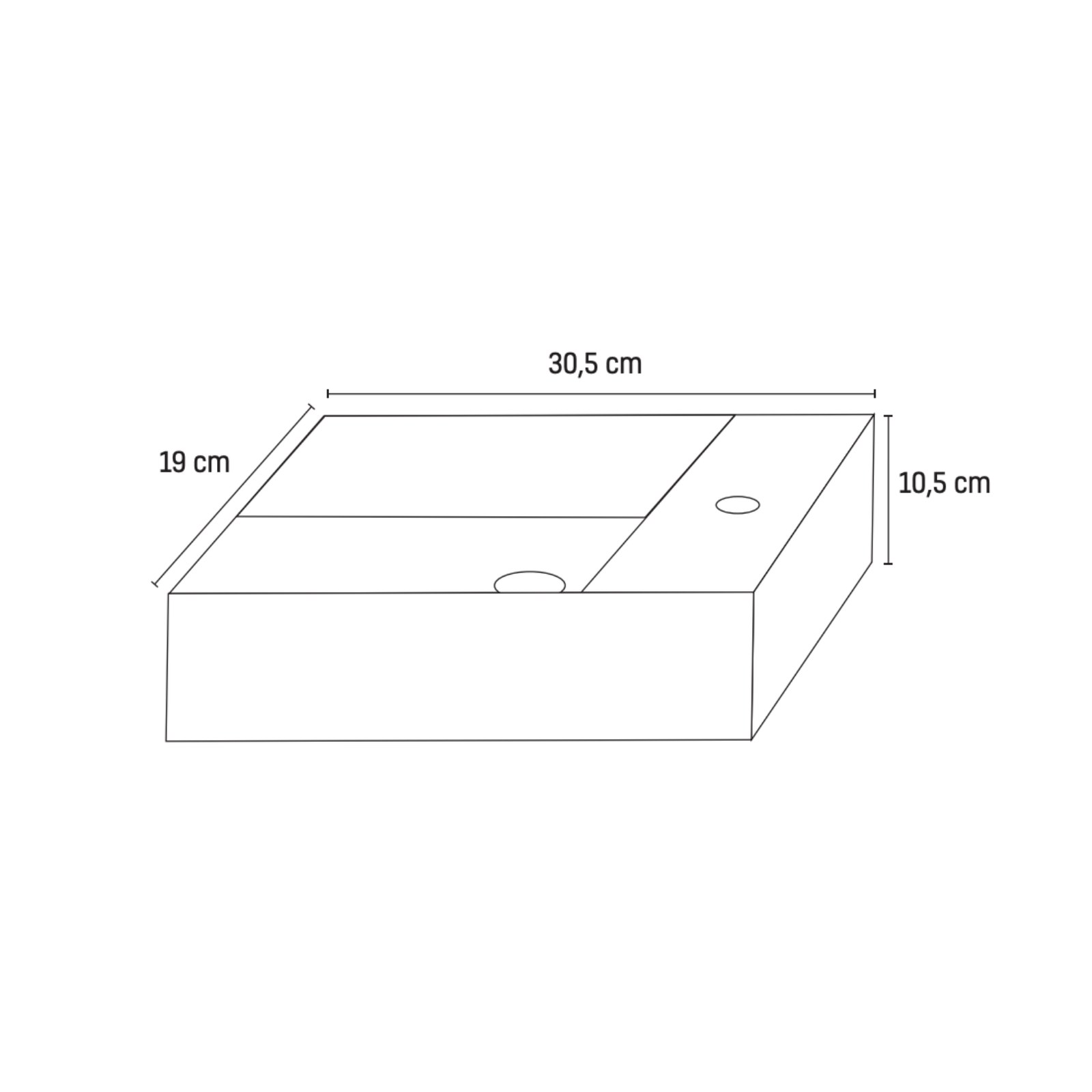 Lavabo Rechth. Kraangat Links 30x19x10.5cm 2