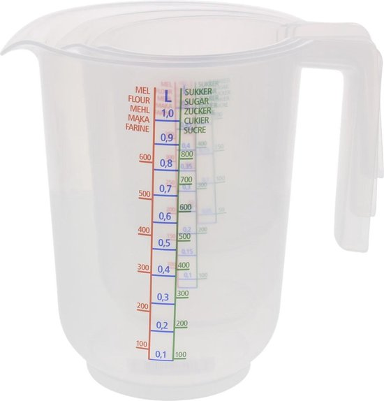Maatkannen Transparant 3st 0.25+0.50+1l 6