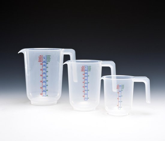 Maatkannen Transparant 3st 0.25+0.50+1l