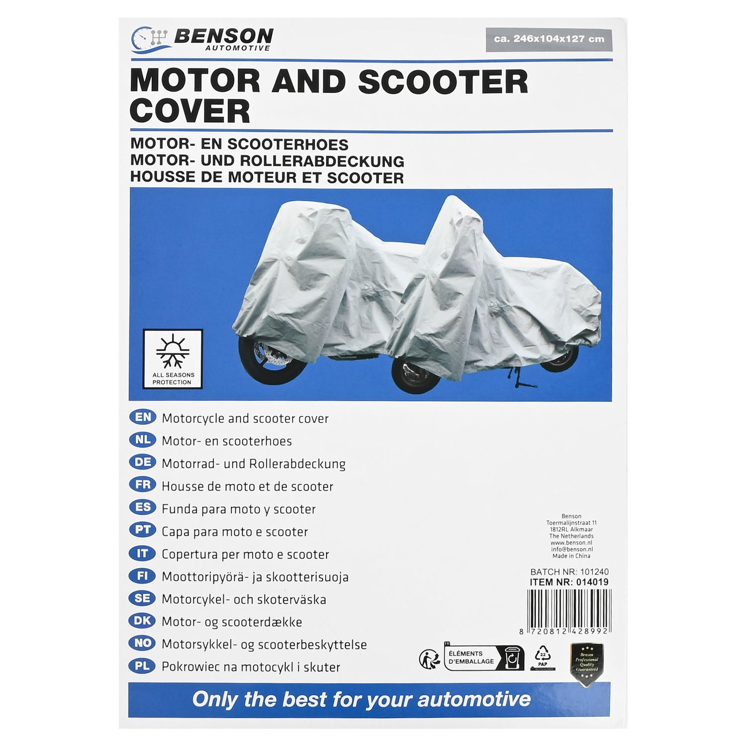 Motor / Scooter Hoes 246x104x127cm 5