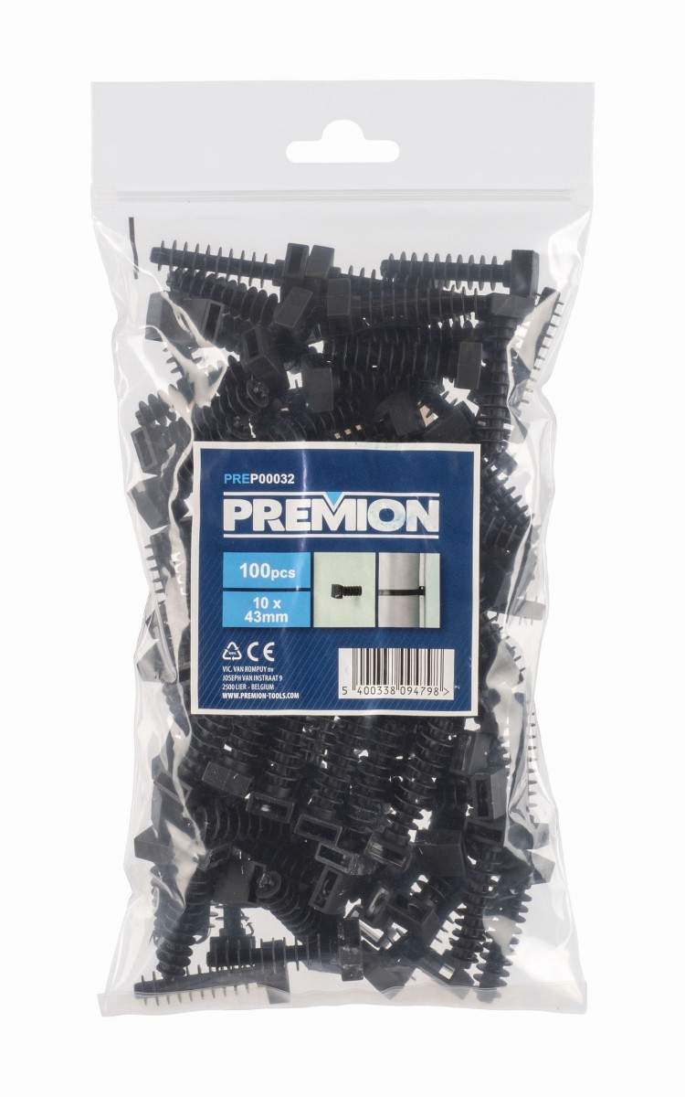 Muurplug voor Kabelbinder Zwart 10x43mm 100stk