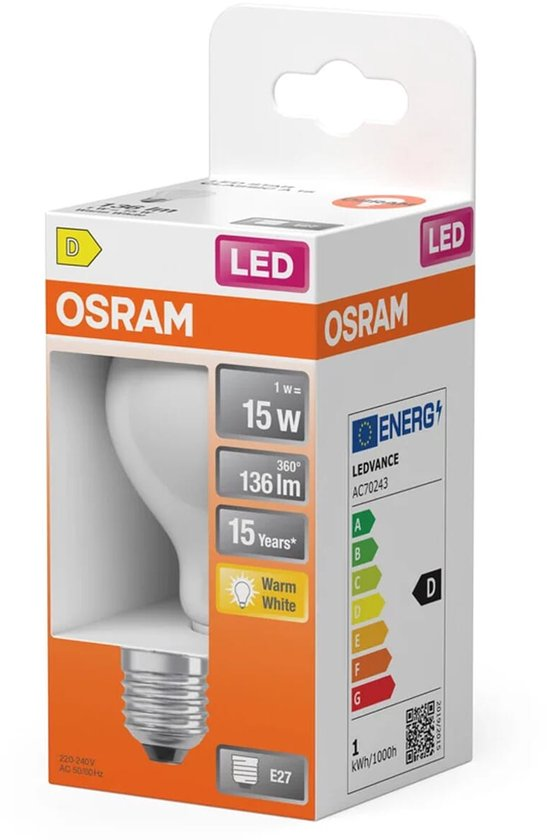 Noodverlichting E27 15w 3