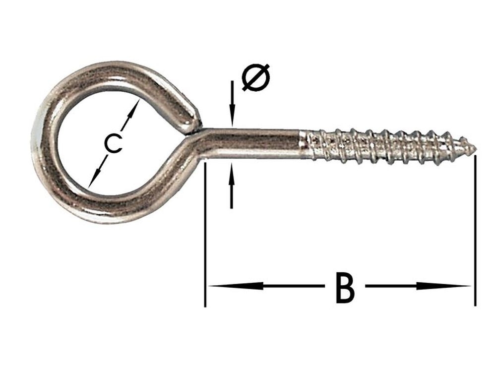 Oogschroeven, Rvs 10 X 20 mm