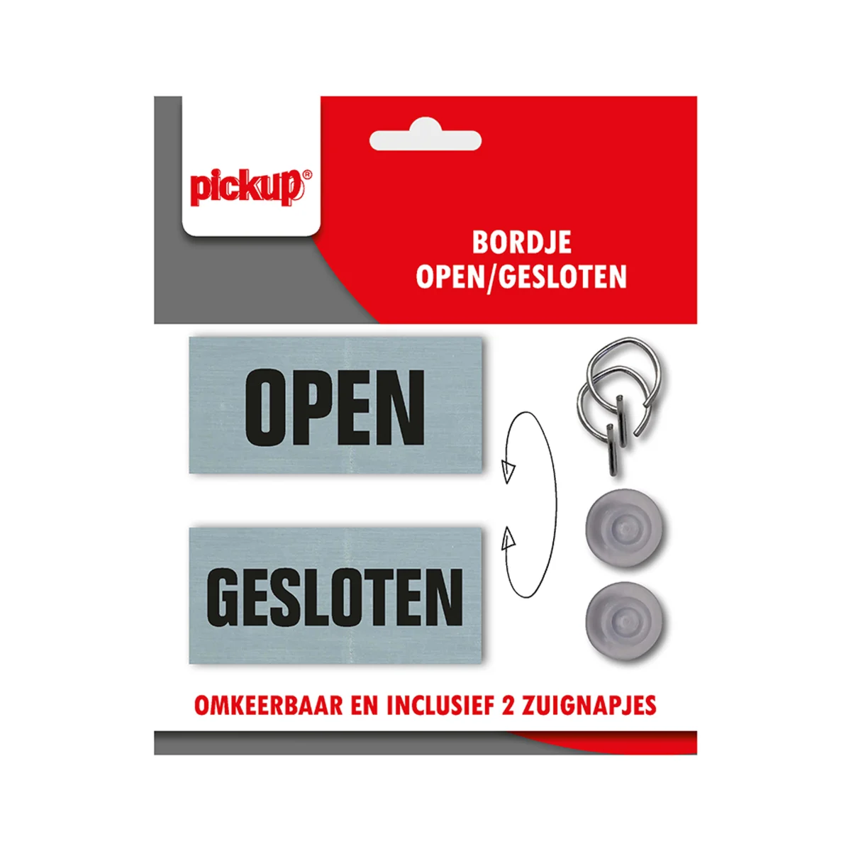 Pickup Bord 2-Zijdig Open/gesloten met Zuignapjes