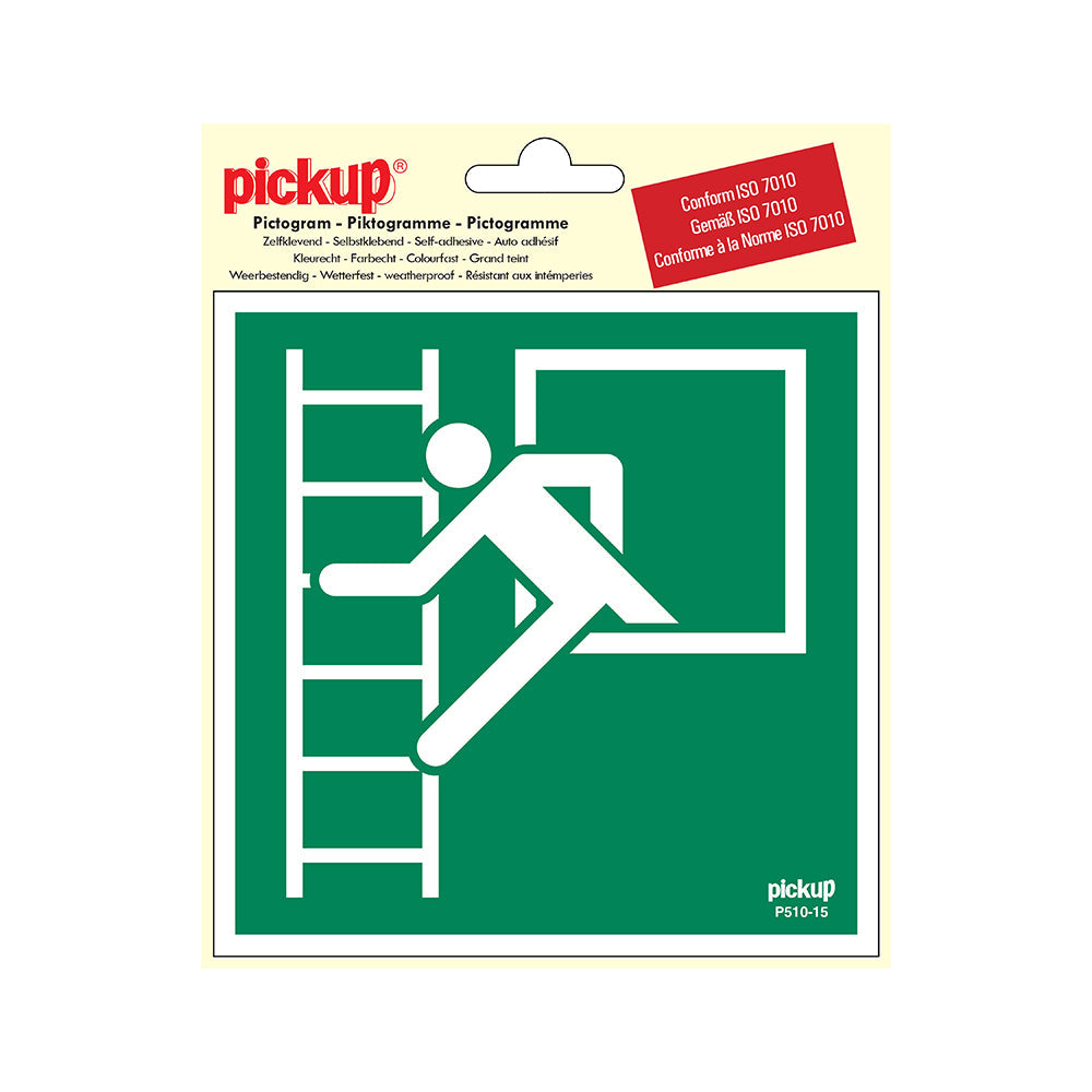 Pictogram Vinyl 15x15 Vluchtweg Noodladder