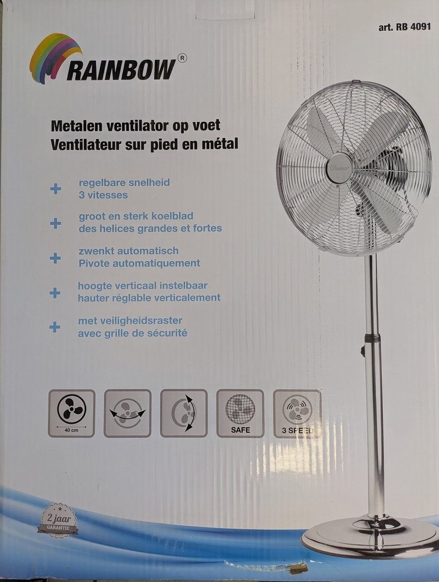 Rainbow Ventilator Statief Chrome 40 cm