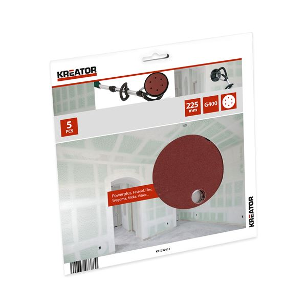 Schuurpapier Gipsplaat Rond Ø 225 mm - K400 - 5 St.
