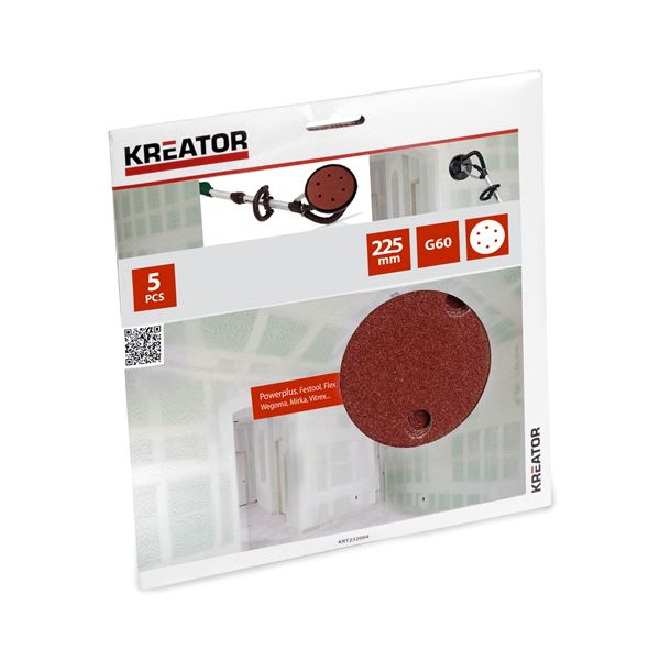 Schuurpapier Gipsplaat Rond Ø 225 mm - K60 - 5 St.