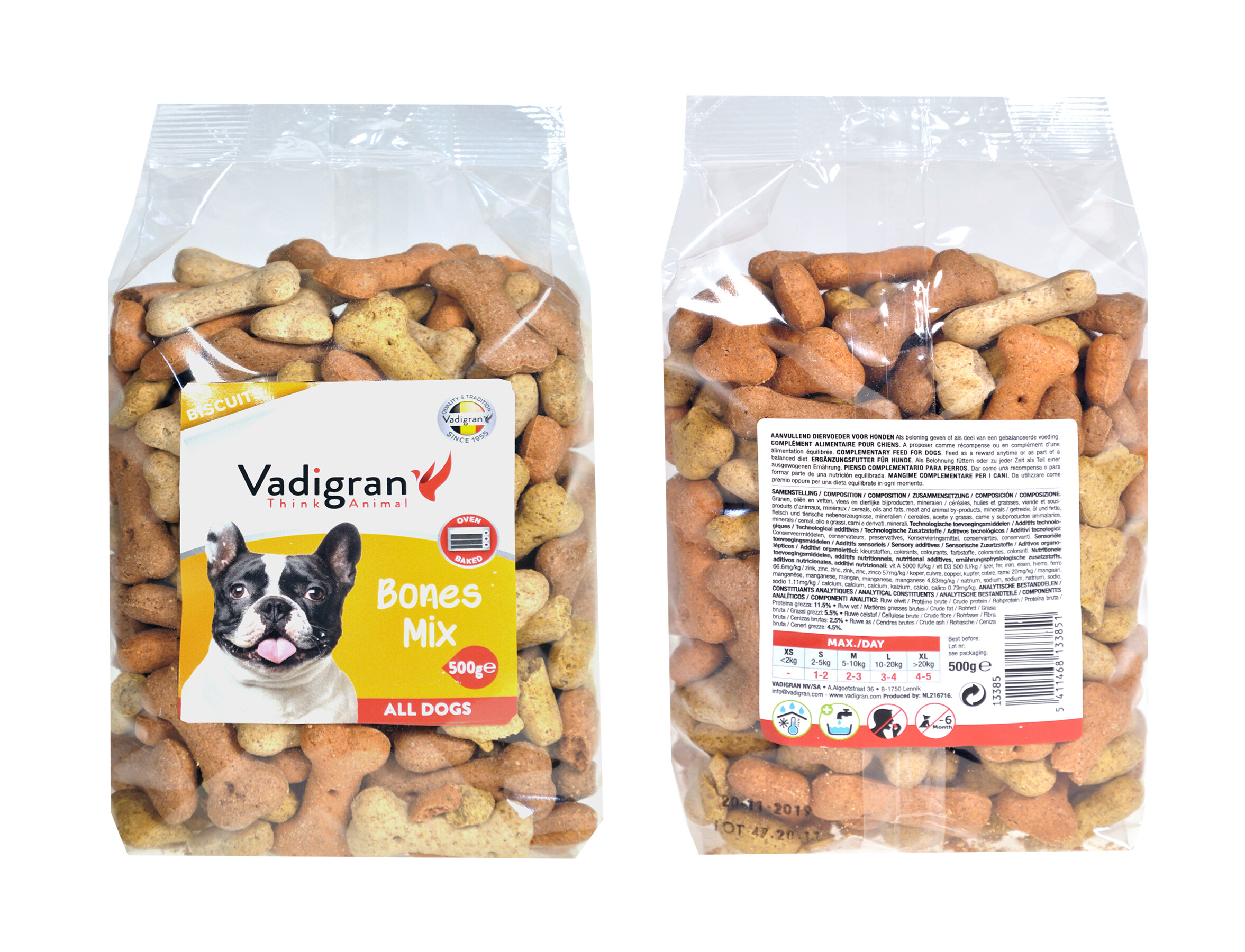 Snack Hond Biscuits Bones Mix 500 g 3